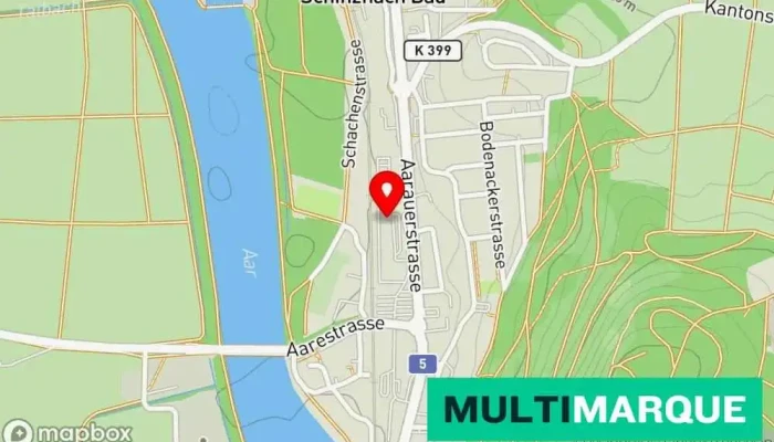 Karte von AMAG Schinznach-Bad Autohändler, Karosseriewerkstatt, Autowerkstatt, Chauffeurservice, Mechaniker, Škoda-Händler, Reifengeschäft, Volkswagen-Händler in Schinznach-Bad