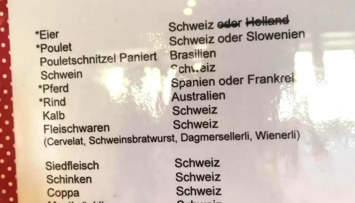 Berggasthaus Hintere Wasserfallen -  Speisekarte - Reigoldswil