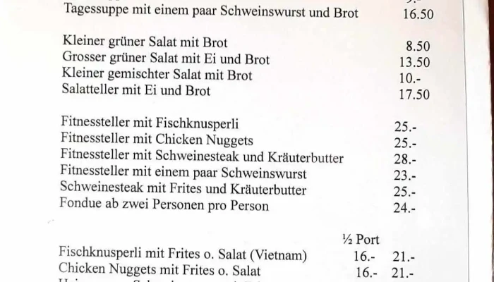 Berggasthaus Obere Wechten -  Speisekarte - Mümliswil-ramiswil