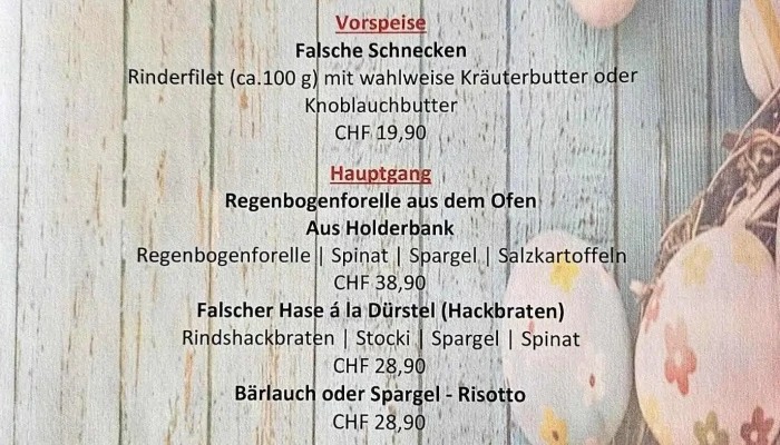 Bergwirtschaft Durstel Speisekarte - Langenbruck