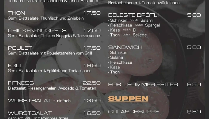 Cafe Restaurant Traff Speisekarte - Laufen