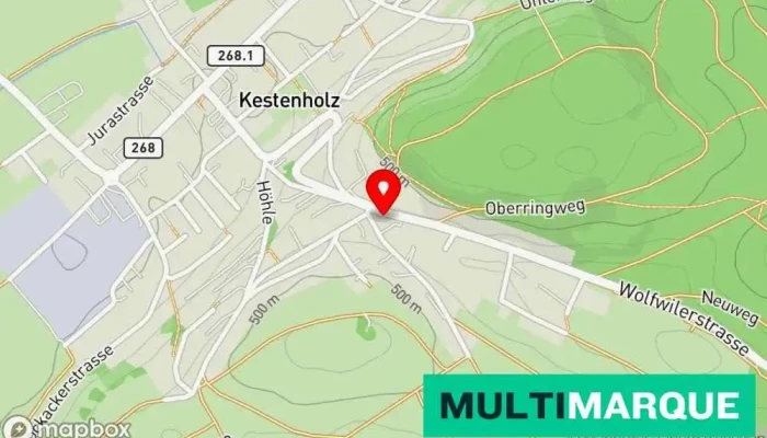Karte von EK-Automobile AG Autowerkstatt, Tankstelle, Reifengeschäft in Kestenholz