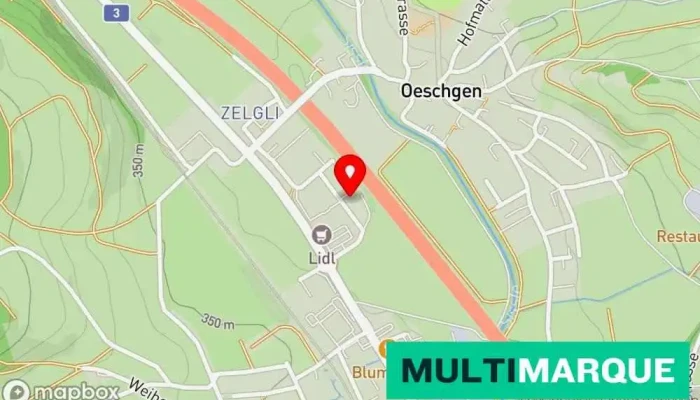 Karte von Fricktal Automobile AG | Carrosserie & Lackiererei Fahrzeuglackiererei, Autoglaswerkstatt, Sanitärinstallateur in Oeschgen