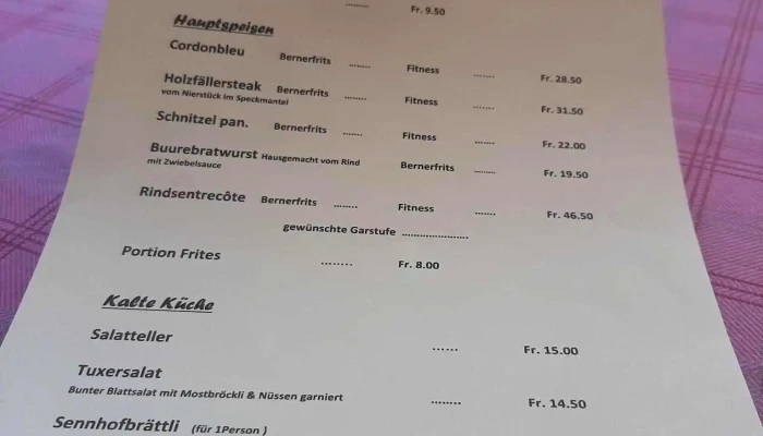 Gast Landwirtschaft Guldenthal Speisekarte - Mümliswil-ramiswil