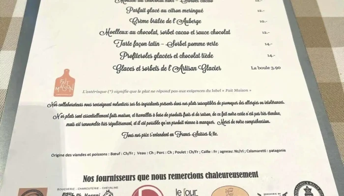 Lauberge De Mezieres Speisekarte - Mézières