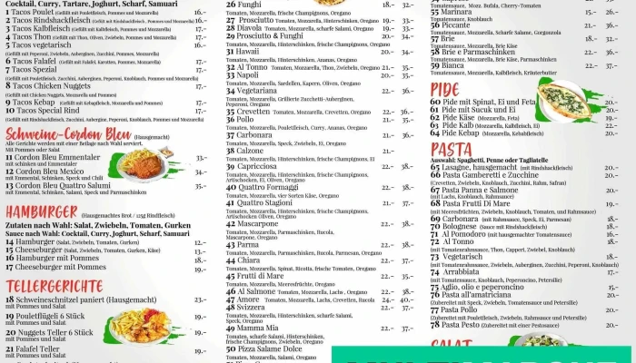 Mercato Pizza Kurier Delikatessen Takeout Speisekarte - Schenkon