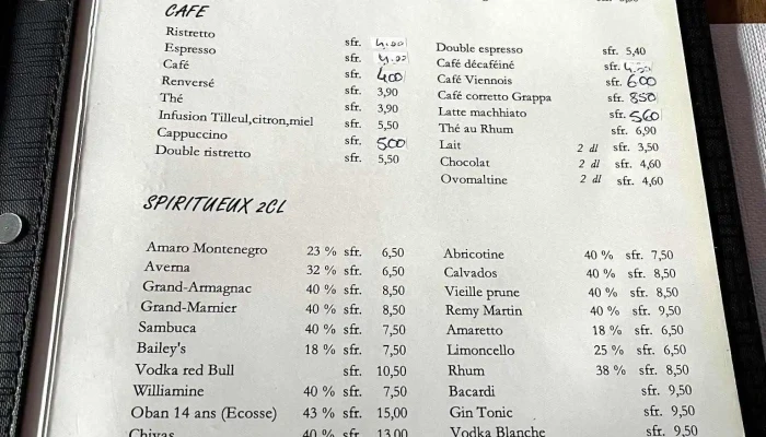 Restaurant De Moncor -  Speisekarte - Villars-sur-glâne