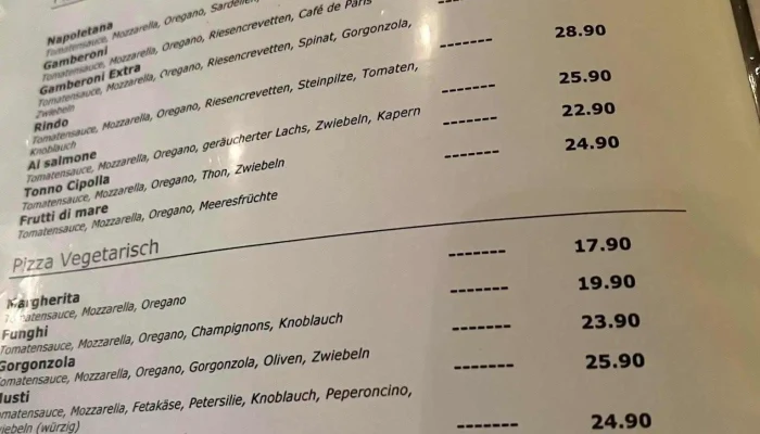 Restaurant Pine -  Speisekarte - Liestal