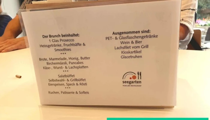 Restaurant Seegarten -  Speisekarte - Münchenstein