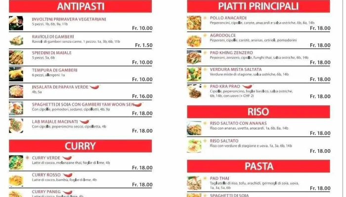 Wasana Thai Take Away -  Speisekarte - Vezia